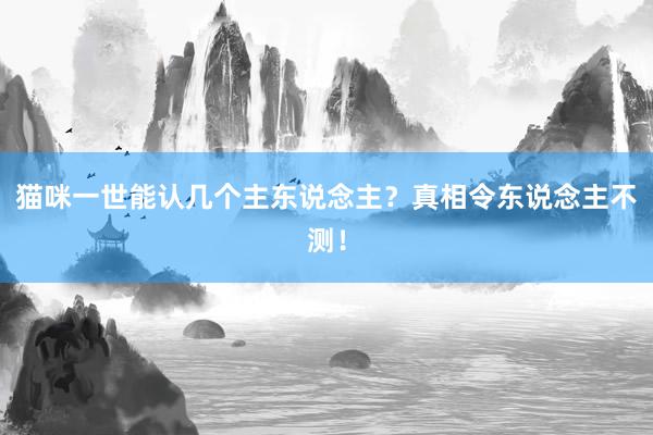 猫咪一世能认几个主东说念主？真相令东说念主不测！